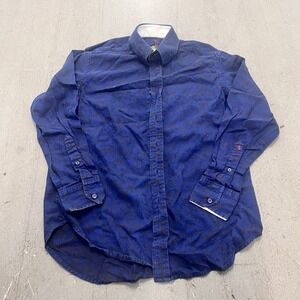 Robert Graham Men's Dark Blue Floral Long Sleeve Button-Down Shirt Size Small